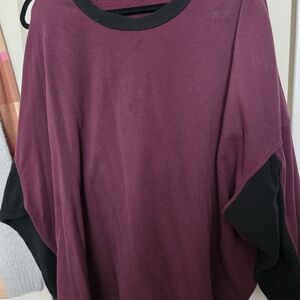 torrid Two-Tone Wine and Black Crewneck Sweatshirt